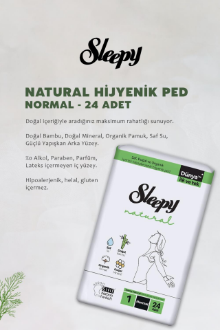 Sleepy Natural Ultra Hassas Hijyenik Ped Normal 72 Adet, Natural 60'lı Islak Mendil ve ROSIE