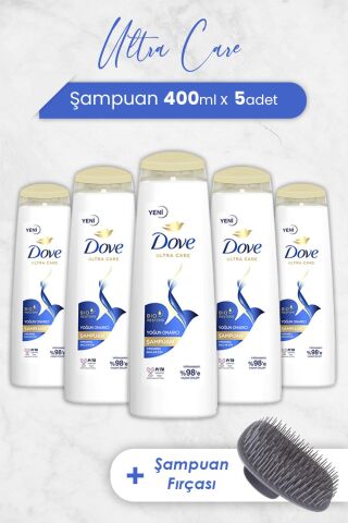 Dove Ultra Care Yoğun Onarıcı Şampuan 400 ml x 5 Adet ve Şampuan Fırçası