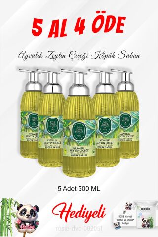 Köpük Sabun 500 ML Ayvalık Zeytin Çiçeği 5 Al 4 Öde ve Rosie Pamuk
