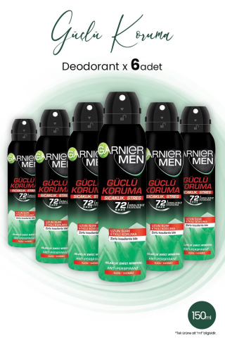 Garnier Men 72H Güçlü Koruma Erkek Deodorant 150 ml x 6 Adet