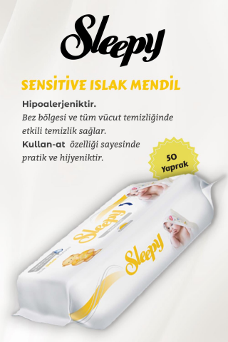 Sleepy Natural Ultra Hassas Normal Ped 24'lü,Günlük Ped 40'lı,  Sensitive 50'li Mendil ve ROSIE