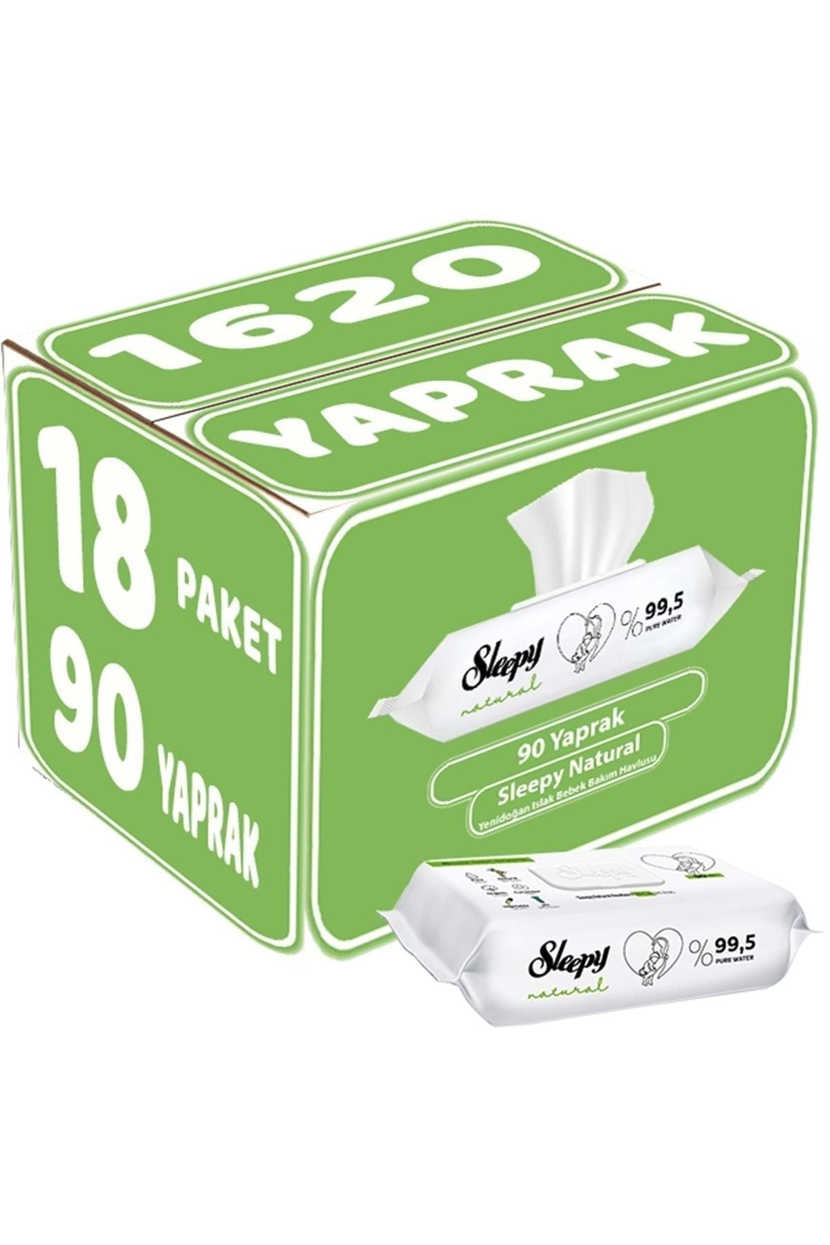Sleepy Islak Havlu Mendil 90 Yaprak Natural Yenidoğan 18 Li Set 1620 Yaprak