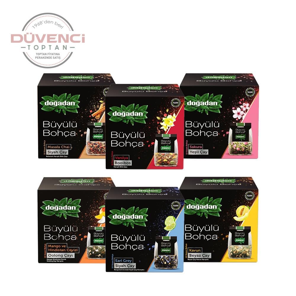 Doğadan Büyülü Bohça Karma Set, Oolong, Rooibos, Sakura, Earl grey, Kavun ve Masala Chai (6 Adet)