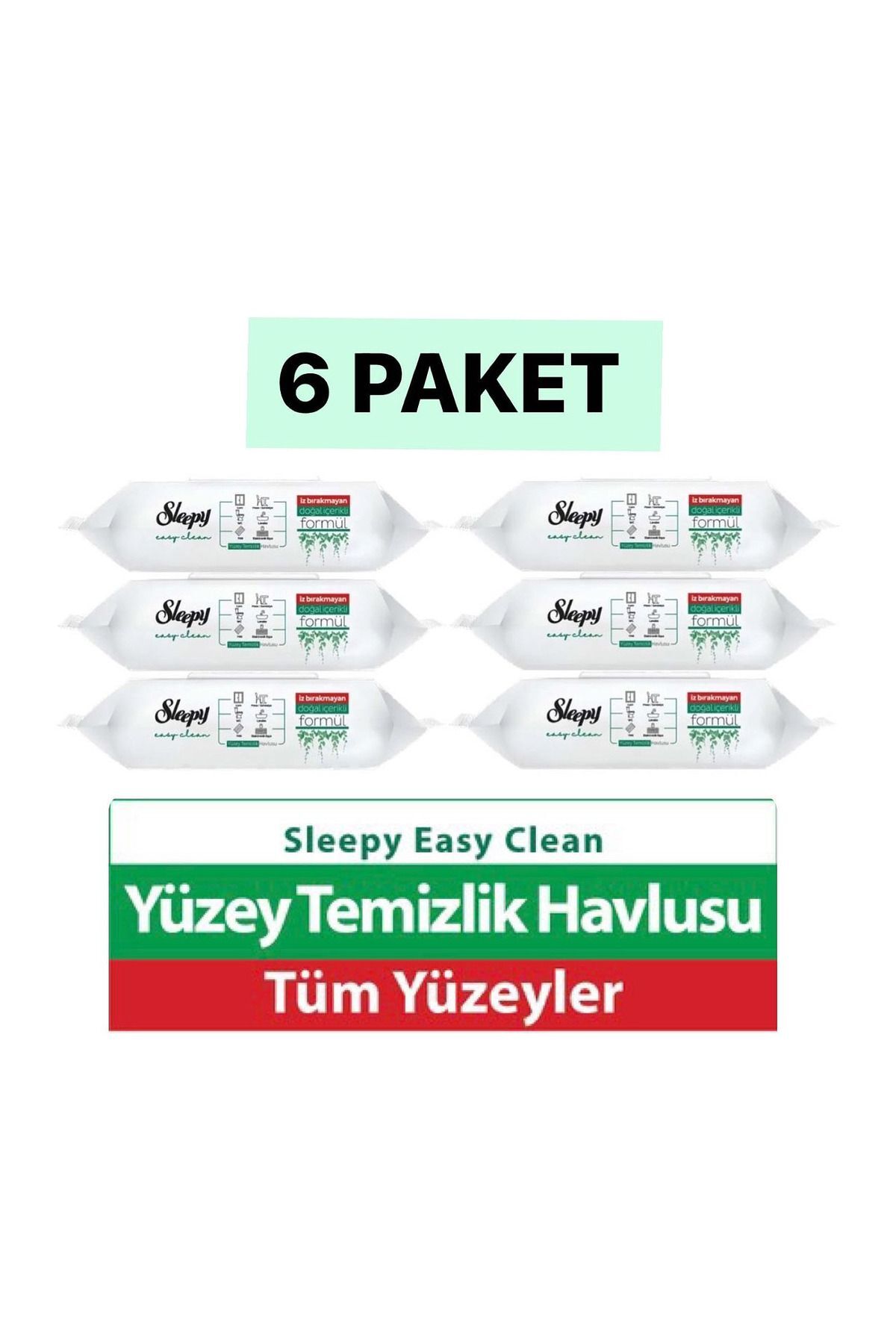 Sleepy Easy Clean Beyaz Sabun Katkılı Yüzey Temizlik Havlusu 100'lü 6 Paket