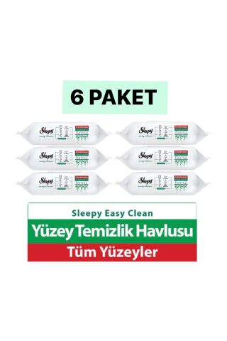 Sleepy Easy Clean Beyaz Sabun Katkılı Yüzey Temizlik Havlusu 100'lü 6 Paket
