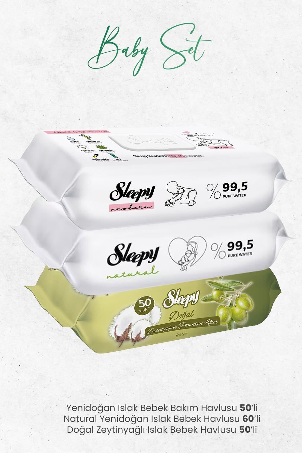 Sleepy Bebek Bakım Havlusu Seti (160 Yaprak)