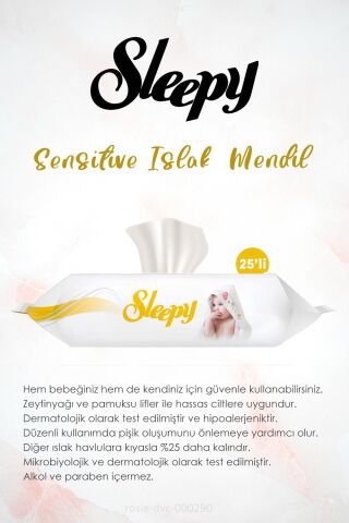 Sleepy Sensitive 25'li 7 AL 6 ÖDE Islak Havlu ve ROSIE Pamuk