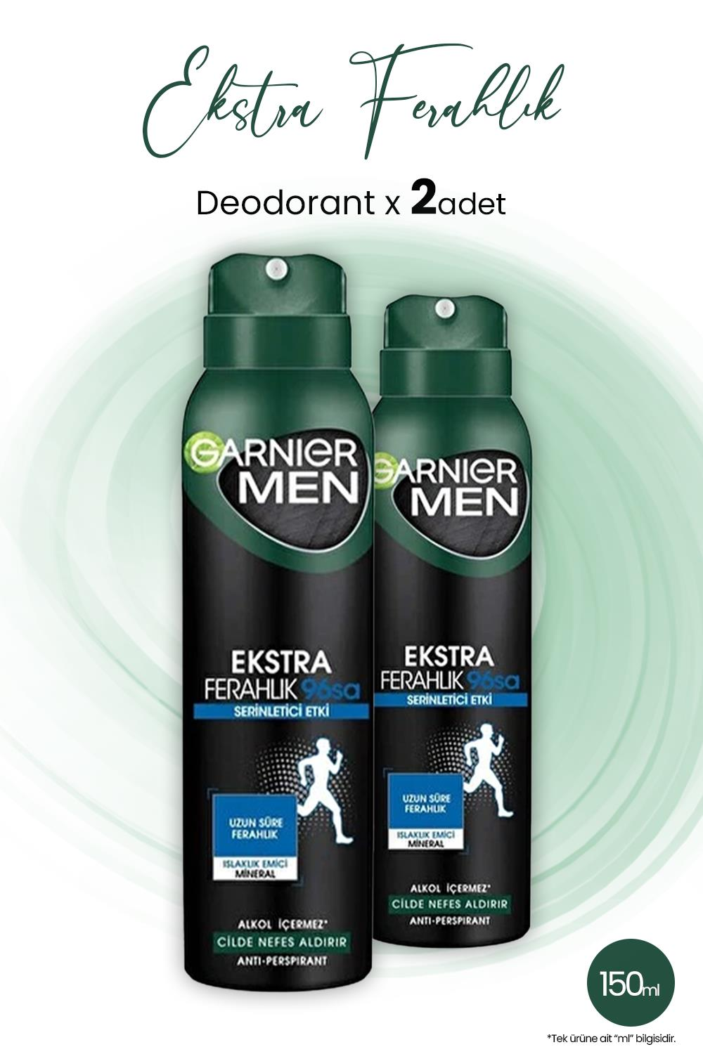 Garnier Men Ekstra Ferahlık 96H Deodorant 150 ml x 2 Adet
