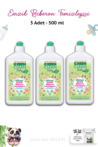 3 Adet Green Clean Baby Bitkisel Emzik Biberon Temizleyici 500 ml ve ROSIE