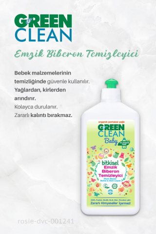 3 Adet Green Clean Baby Bitkisel Emzik Biberon Temizleyici 500 ml ve ROSIE