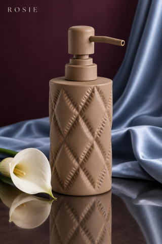 ROSIE Mat Vizon Renk Baklava Dokulu Yuvarlak Seramik Sıvı Sabunluk 350 ML
