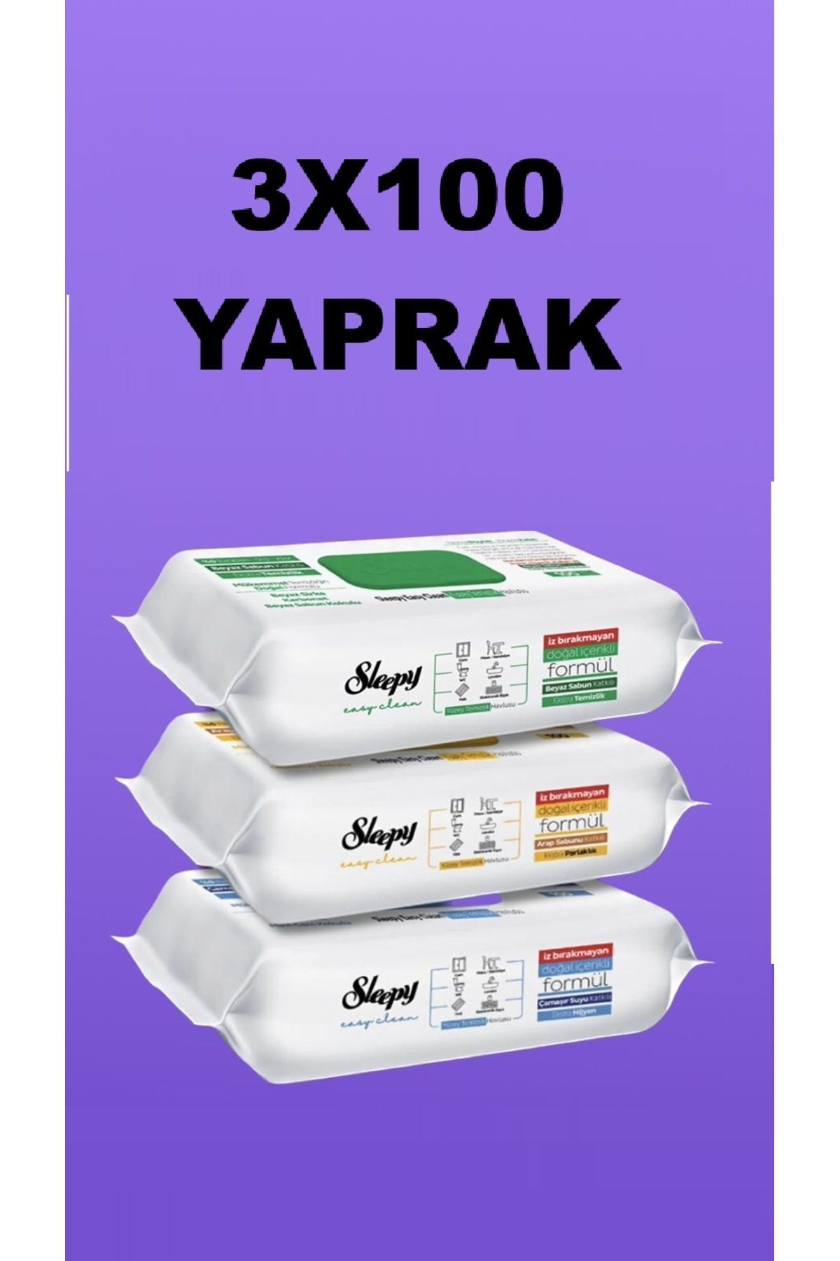 Sleepy Easy Clean Beyaz Sabun, Çamaşır Suyu, Arap Sabunu Katkılı 3x100 (300 YAPRAK)