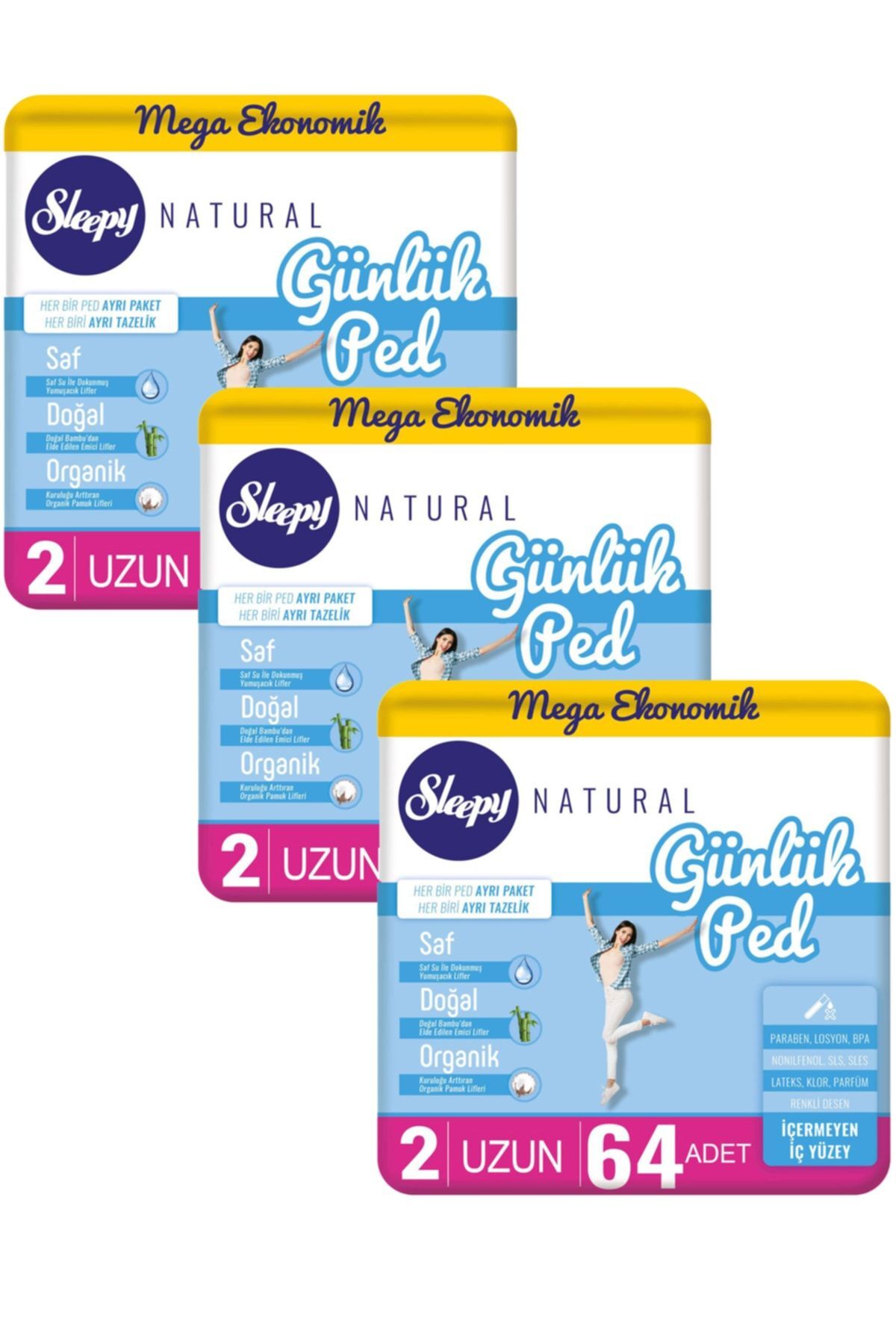 Sleepy Natural Günlük Ped Uzun Mega Fırsat Paketi (192 Ped)