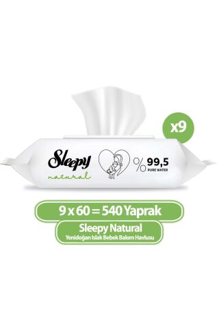 Sleepy Natural Yenidoğan Islak Havlu Mendil 60x9 540 Yaprak