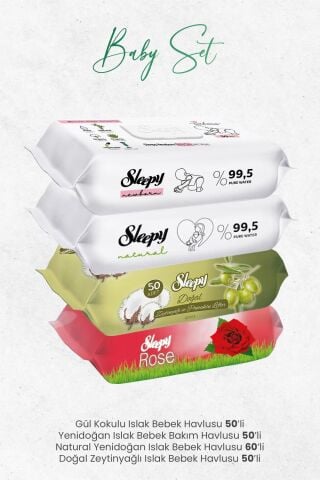 Sleepy Islak Bebek Bakım Havlusu Seti (210 Yaprak)