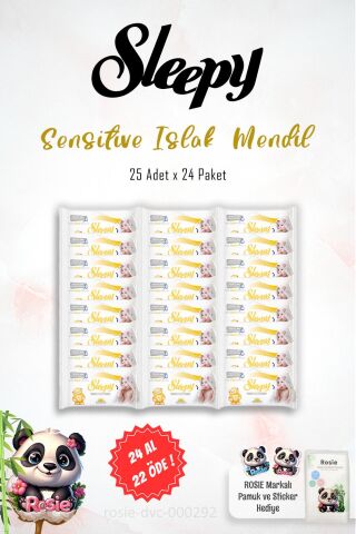 Sleepy Sensitive 25'li Islak Havlu 24 AL 22 ÖDE ve 60'lı ROSIE
