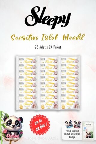 Sleepy Sensitive 25'li Islak Havlu 24 AL 22 ÖDE ve 60'lı ROSIE