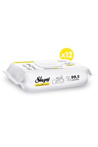 Sleepy Natural Yenidoğan Pamuklu 40 Yaprak 12'li Paket Islak Mendil