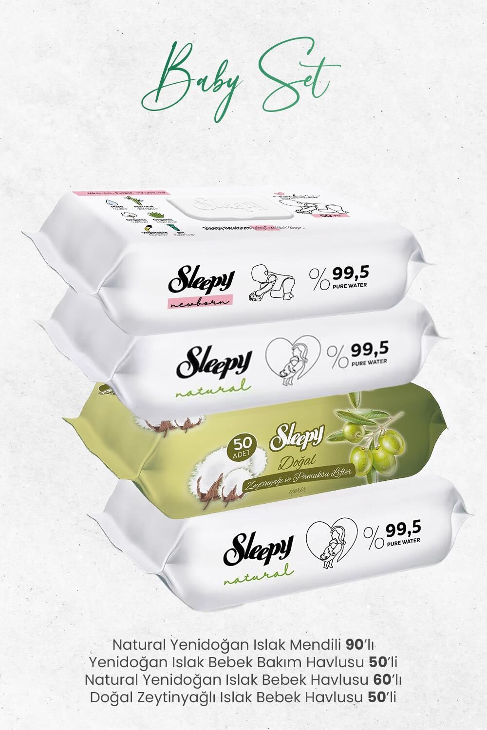 Sleepy Islak Bebek Bakım Havlusu Seti (250 Yaprak)