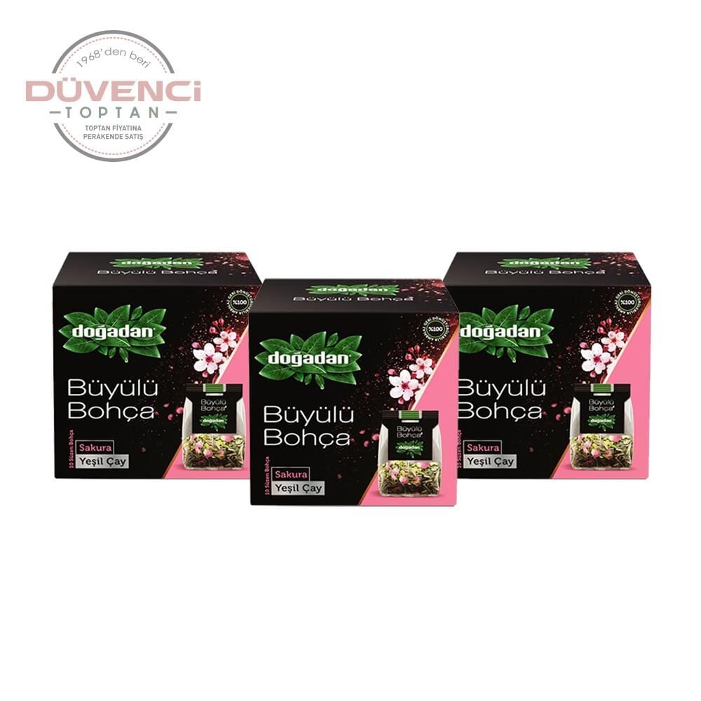 Doğadan Büyülü Bohça Sakura Yeşil Çay Bitki Çay Seti 3' lü