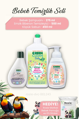 Green Clean 3'lü Bebek Temizlik Seti ve Bebek Pamuğu ROSIE