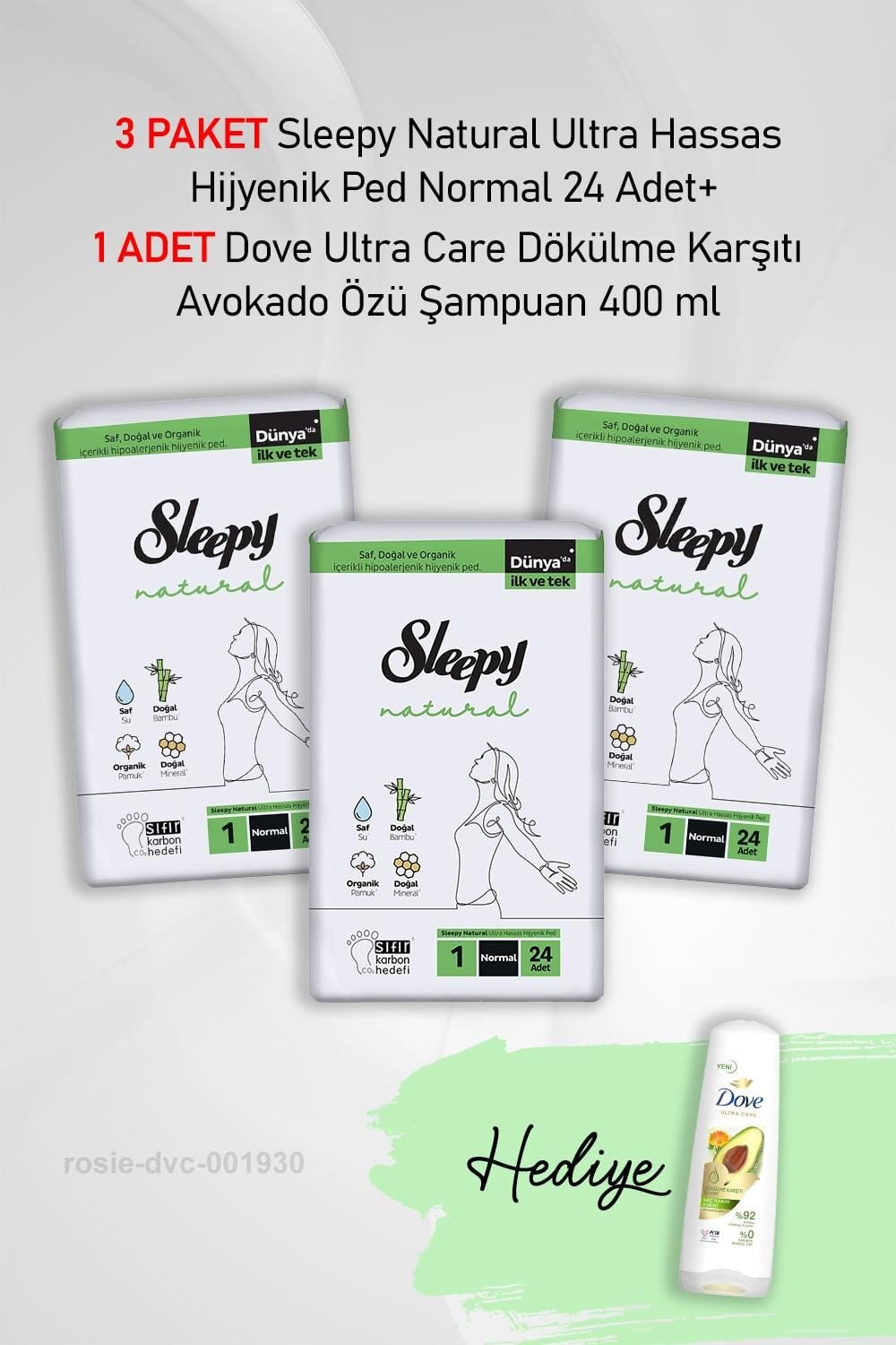 Sleepy Natural Hijyenik Ped Normal 24 Adet X 3 ve Dove Avokado Özü 400 ml