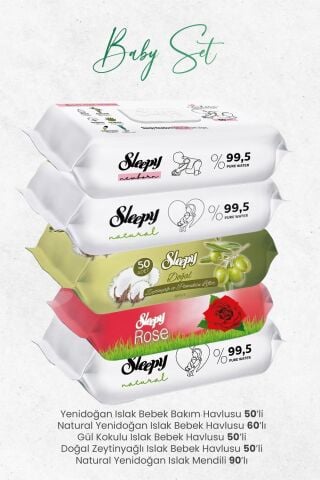 Sleepy Islak Bebek Bakım Havlusu Seti (300 Yaprak)
