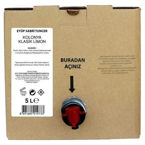 Eyüp Sabri Tuncer Klasik Limon Kolonyası 5 Litre Bag In Box