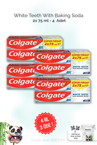 4 AL 3 ÖDE Colgate White Teeth With Baking Soda 2'li 75 ml ve ROSIE