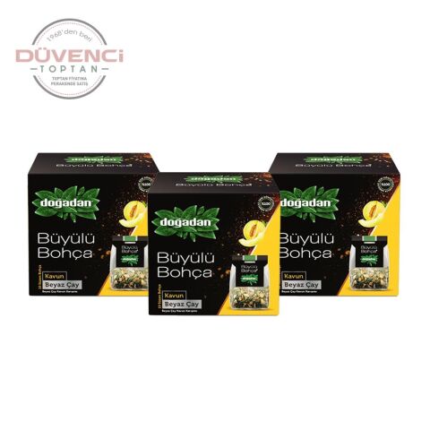 Doğadan Büyülü Bohça Kavunlu Beyaz Çay Seti 3' lü