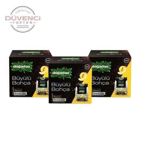 Doğadan Büyülü Bohça Kavunlu Beyaz Çay Seti 3' lü
