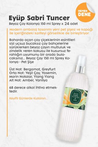 Eyüp Sabri Tuncer Beyaz Çay Kolonyası 150 ML x 24 adet