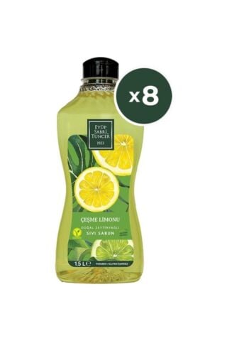 Eyüp Sabri Tuncer Doğal Zeytinyağlı Sıvı Sabun Çeşme Limonu Sıvı Sabun 1500 ml x 8