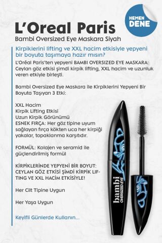 Loreal Paris Bambi Oversized Eye Maskara Siyah