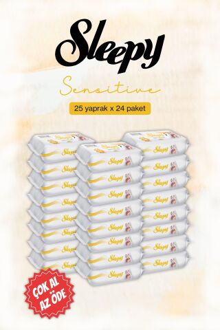Sleepy Sensitive Islak Mendil 25 Yaprak x 24 paket