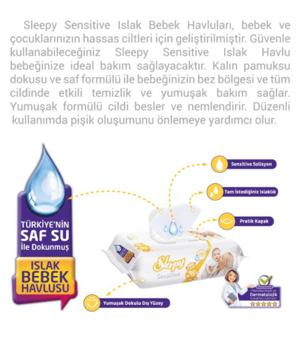 Sleepy Sensitive Islak Mendil 25 Yaprak x 24 paket