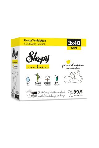 Sleepy Natural Yenidoğan Islak Havlu 3X40 Adet