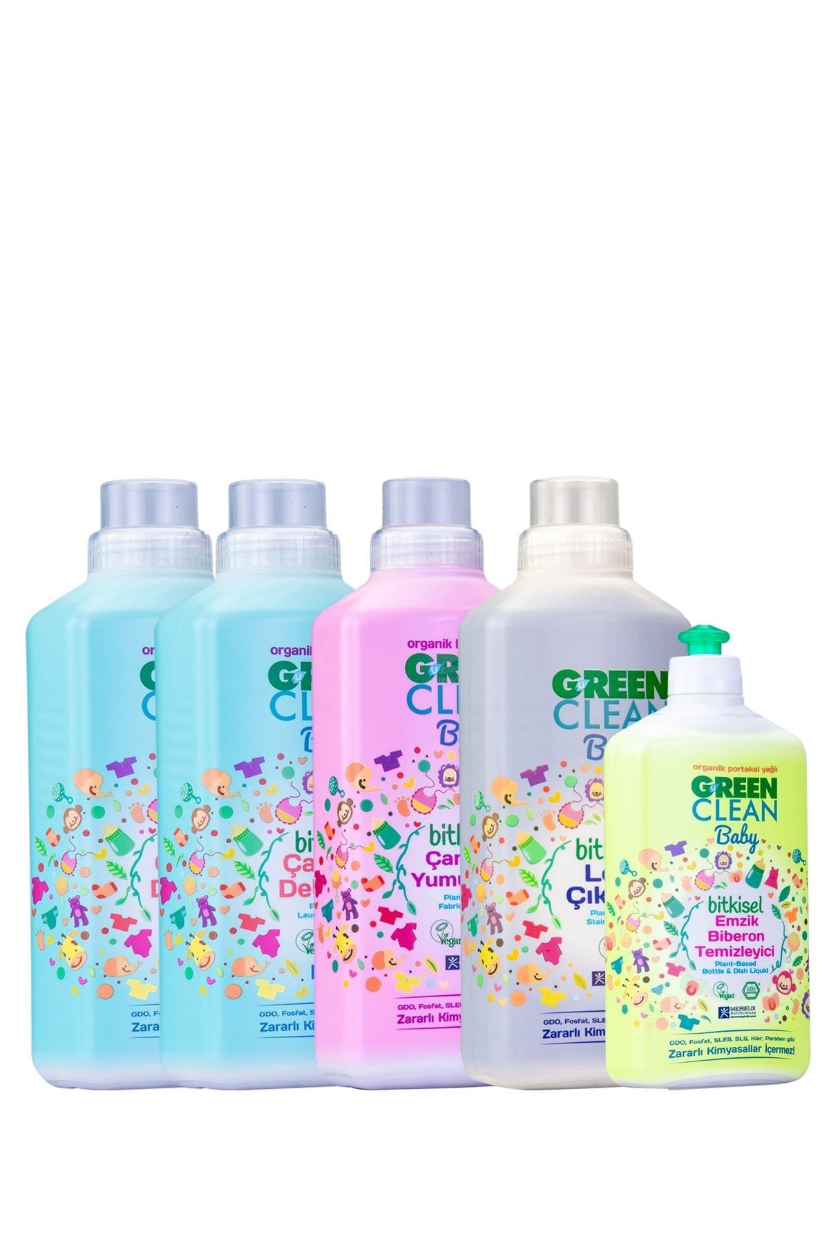 Bebek Çamaşır Deterjanı 1 lt X 2 + Yumuşatıcı 1 lt + Leke Çıkarıcı 1 lt + Biberon Temizleyici 500 ml