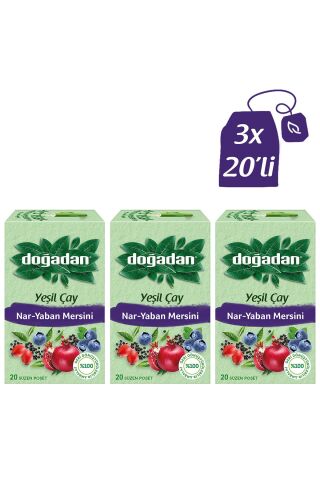 Doğadan Yeşil Çay Nar Yaban Mersini 20'li Paket x 3 Adet