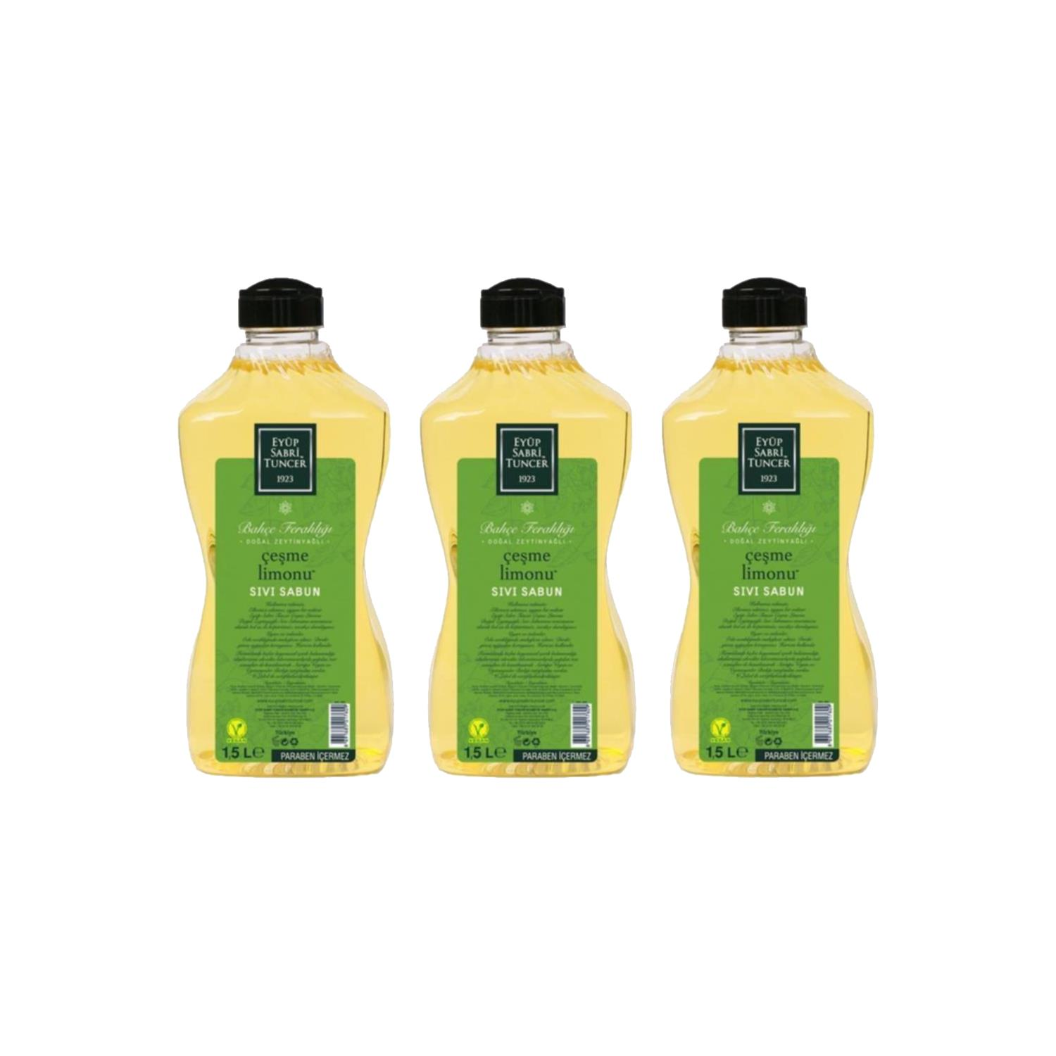 Eyüp Sabri Tuncer Doğal Zeytinyağlı Sıvı Sabun Çeşme Limonu Sıvı Sabun 1500 ml x 3