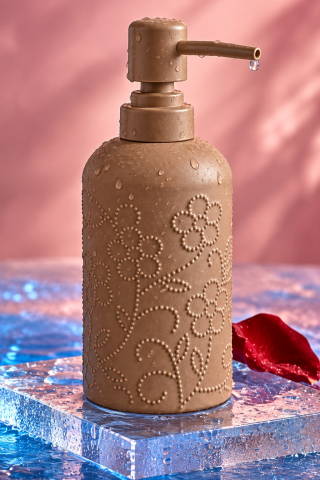 ROSIE Vizon Çiçek Dokulu Yuvarlak Seramik Sıvı Sabunluk 350 ml