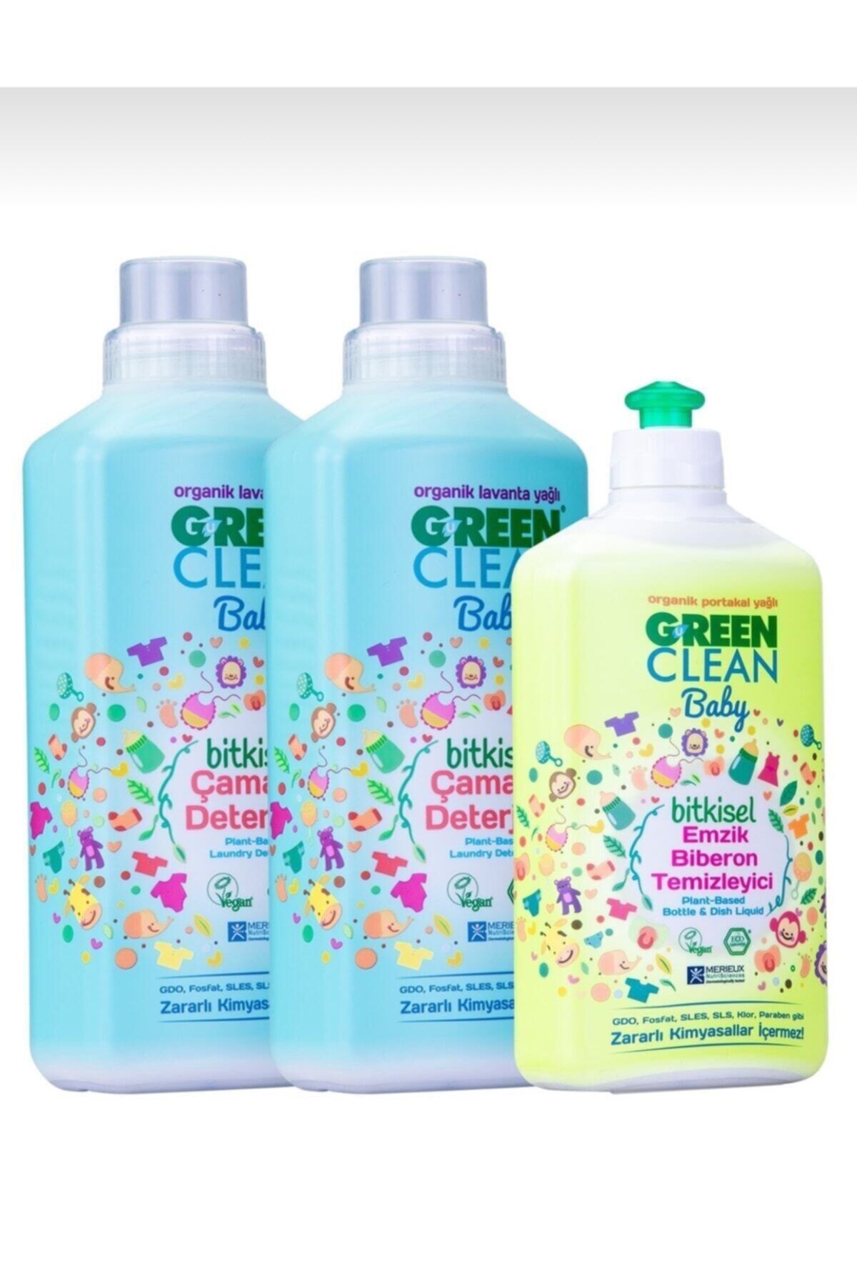 Green Clean Baby Çamaşır Deterjanı 1000 ml 2 Adet + Biberon Emzik Temizleyici 500 ml 1 Adet