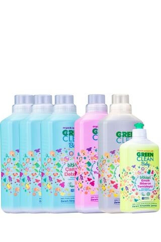 Green Clean 1 lt. Baby Çamaşır Deterjan X3 + Yumuşatıcı + Emzik Biberon Tem. + Leke Çıkarıcı