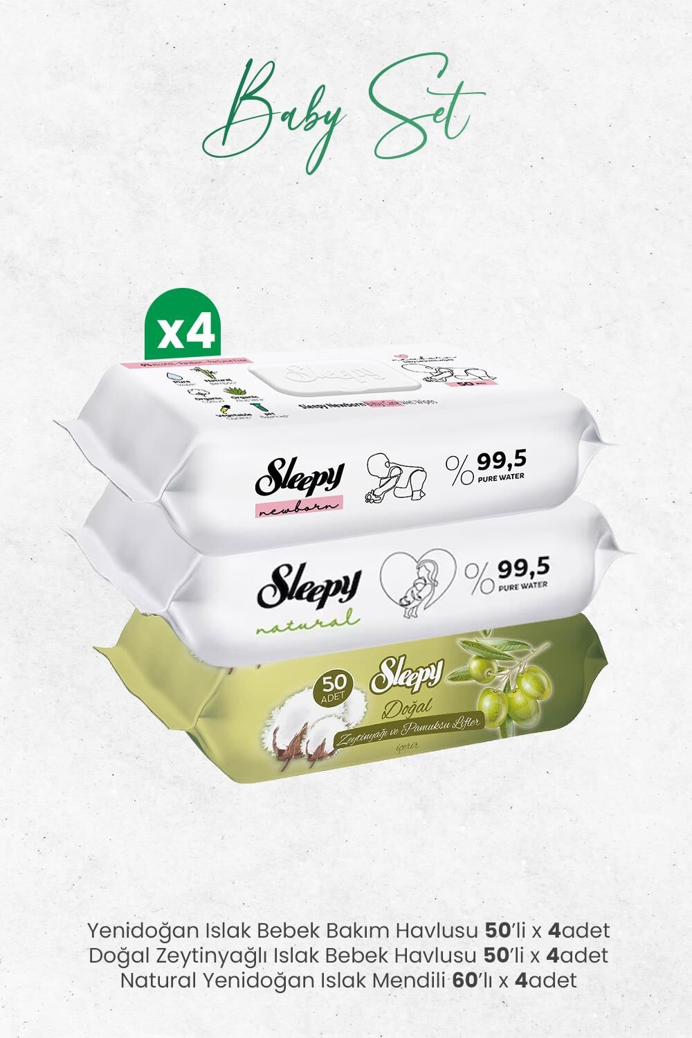 Sleepy Islak Bebek Bakım Havlusu Seti (640 Yaprak)