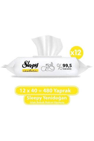 Sleepy Yenidoğan Islak Bebek Havlusu 12x40 (480 Yaprak)
