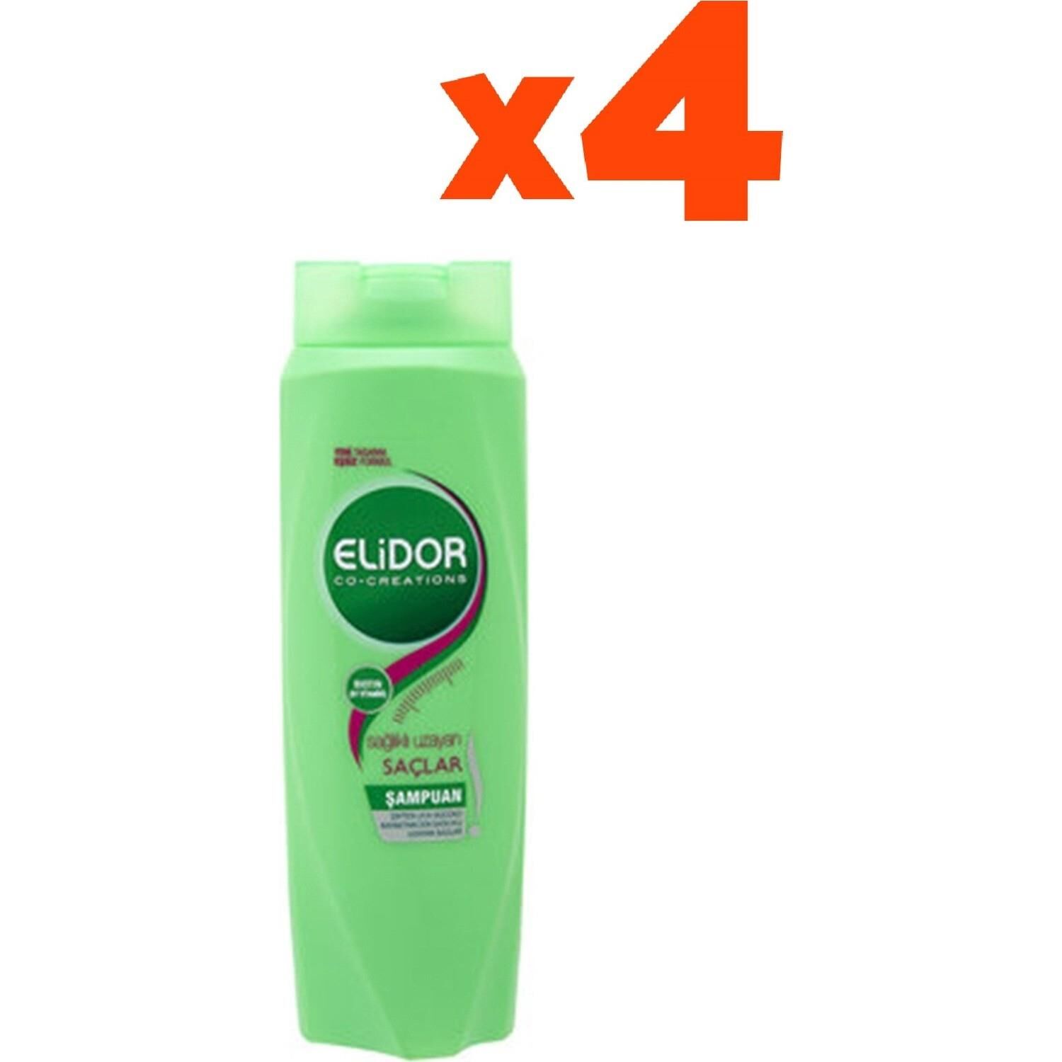 Elidor Superblend Saç Bakım Şampuanı Sağlıklı Uzayan Saçlar Biotin 500 ML x 4