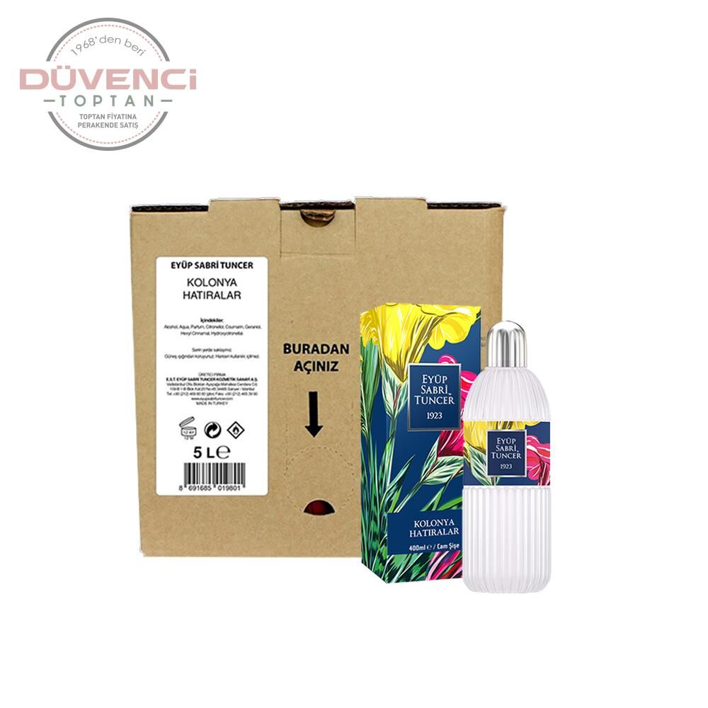 Eyüp Sabri Tuncer Hatıralar Kolonyası 5 Litre Dökme ve 400 ML Silindir Cam Şişe