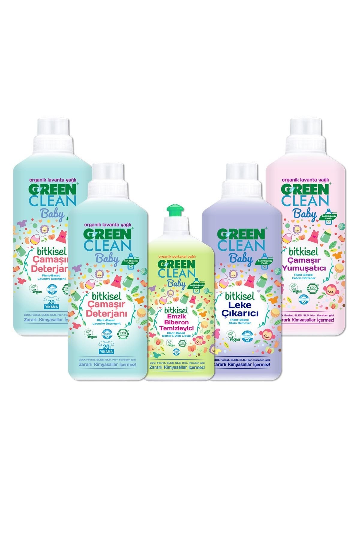 Green Clean 1 lt. Baby Çamaşır Deterjan X2 + Yumuşatıcı + Emzik Biberon Tem. + Leke Çıkarıcı
