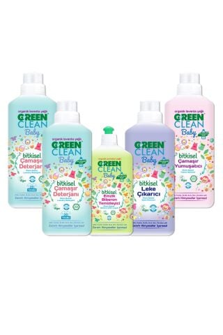 Green Clean 1 lt. Baby Çamaşır Deterjan X2 + Yumuşatıcı + Emzik Biberon Tem. + Leke Çıkarıcı
