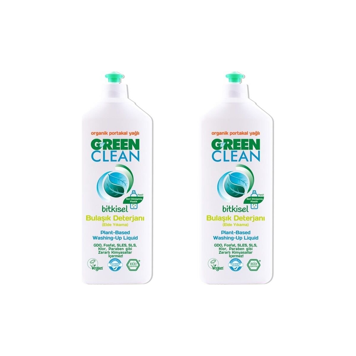 Green Clean Bitkisel Bulaşık Deterjanı 730 ml Organik Portakal Yağlı x2 Adet